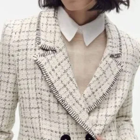Zara Blogger Favorite Ivory Double Breasted Women’s Lady Blazer Sz S - Picture 13 of 13